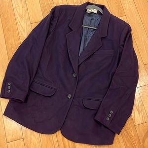 Eddie Bauer Dark Purple Wool Buttoned Blazer Jacket Size Petite XL